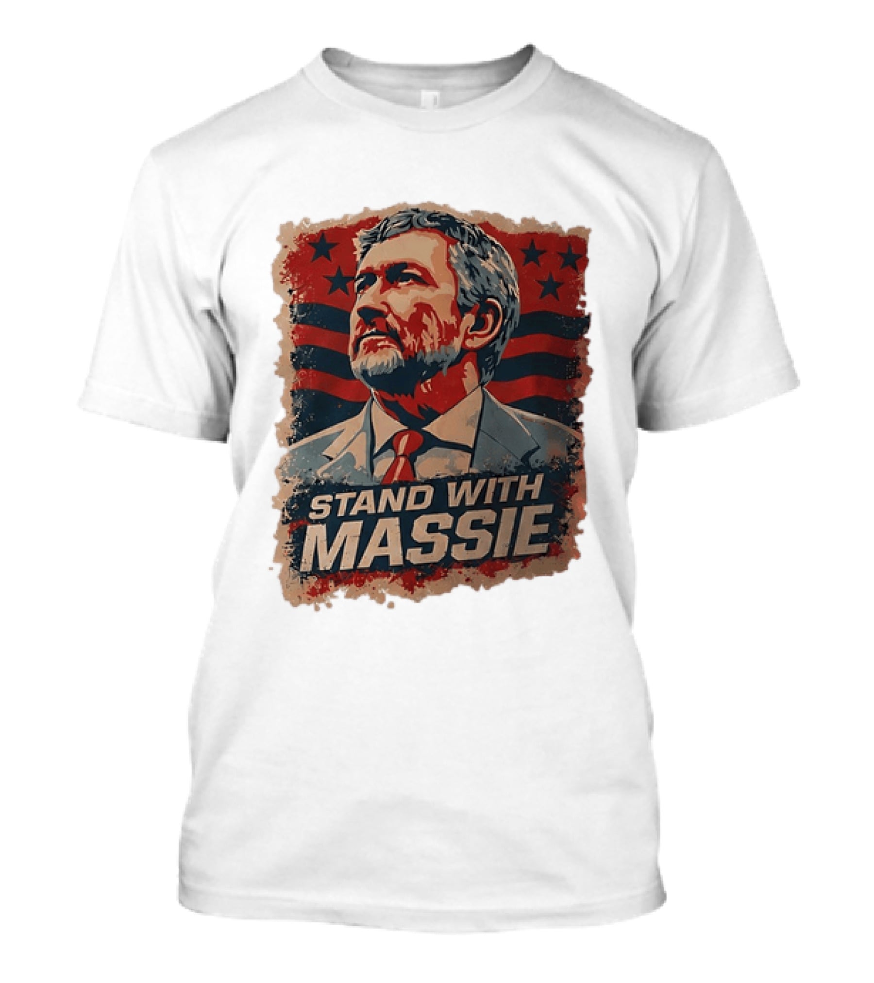 Stand With Massie Patriotic Political Artwork With Stars And Stripes T-Shirt