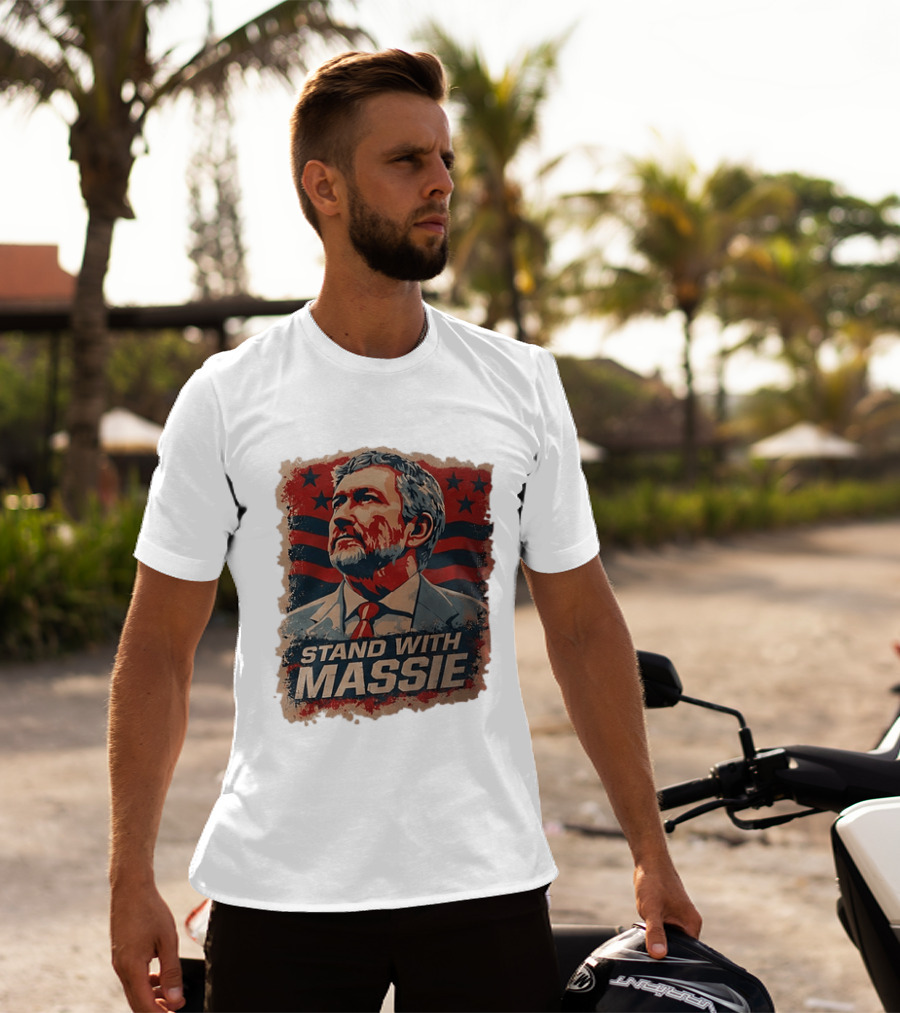 Stand With Massie Patriotic Political Artwork With Stars And Stripes T-Shirt