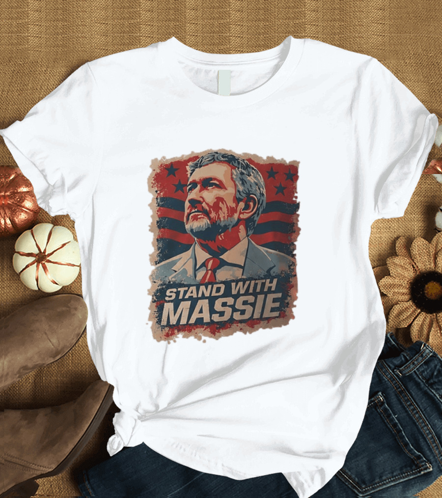 Stand With Massie Patriotic Political Artwork With Stars And Stripes T-Shirt