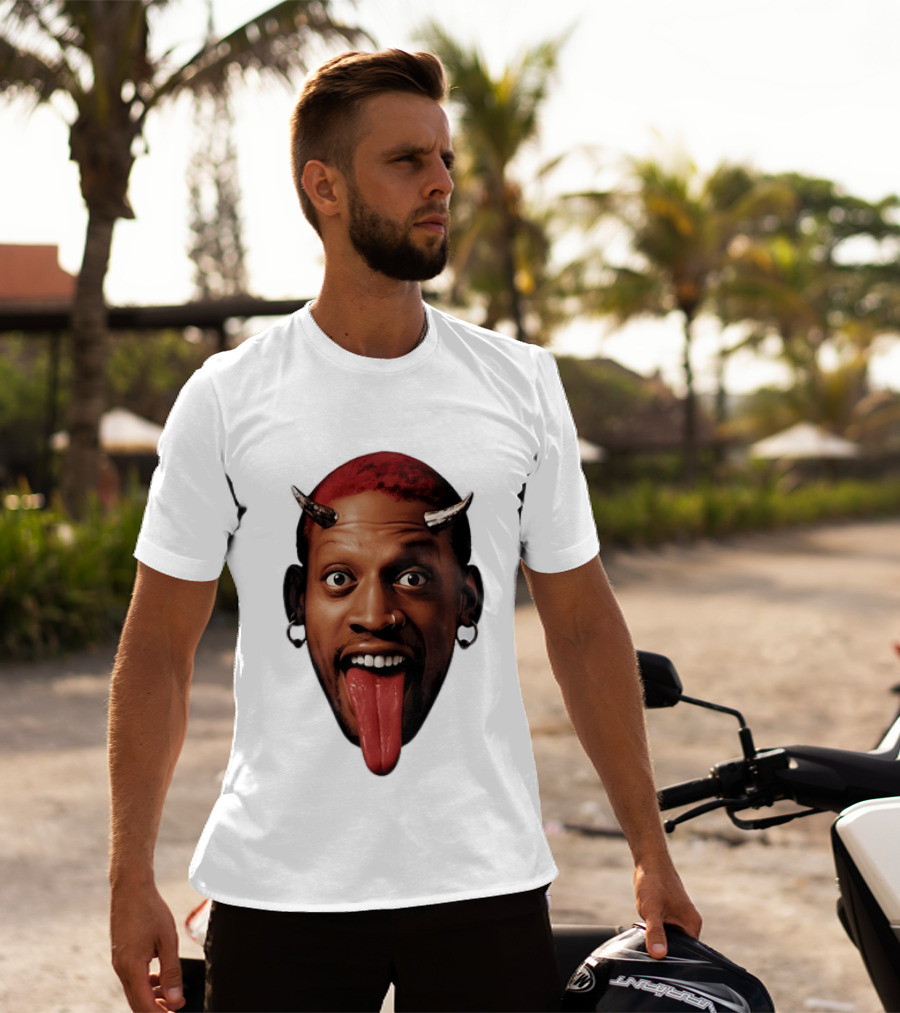 Dennis Rodman Big Face Devil Horns Chicago Bulls T-Shirt
