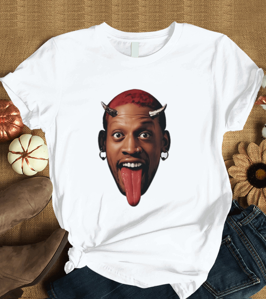 Dennis Rodman Big Face Devil Horns Chicago Bulls T-Shirt