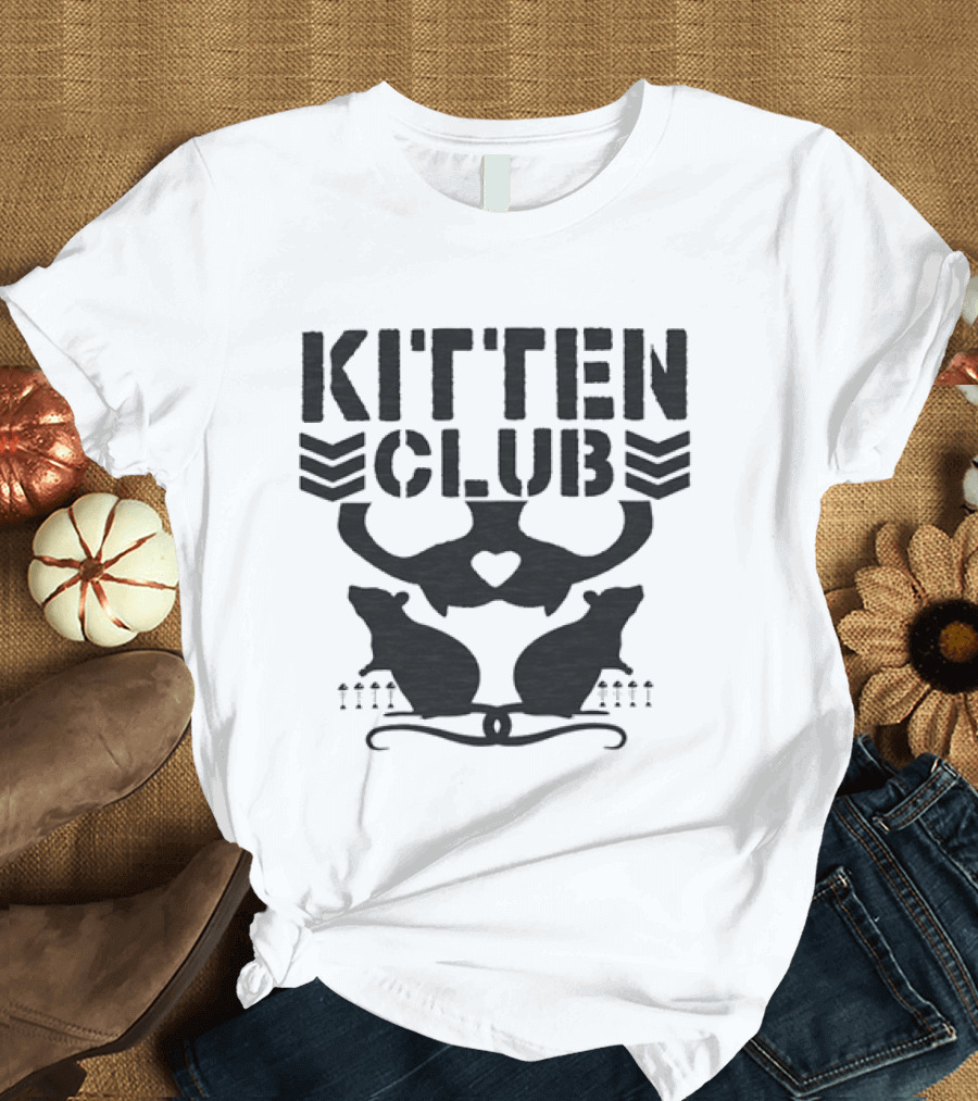 Kitten Club Distressed Pet Lover Cats With Heart T-Shirt