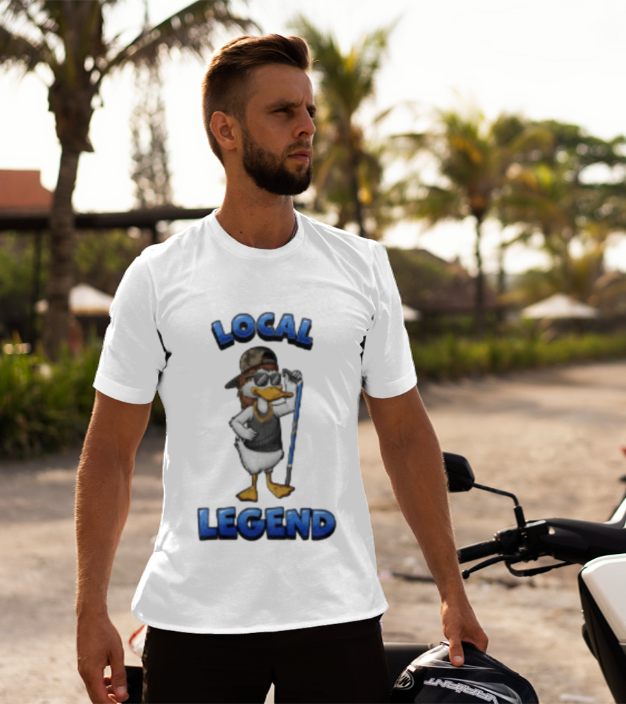 Duck Local Legend Hockey Player In Sunglasses And Cap T-Shirt