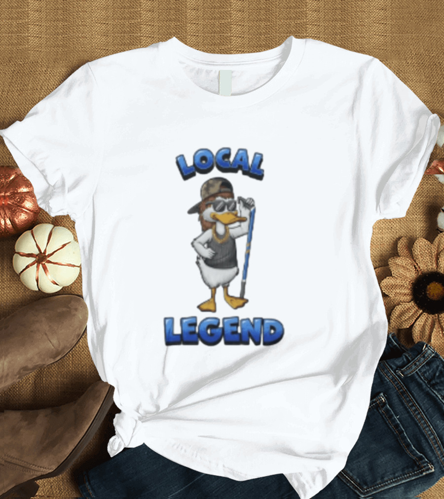 Duck Local Legend Hockey Player In Sunglasses And Cap T-Shirt