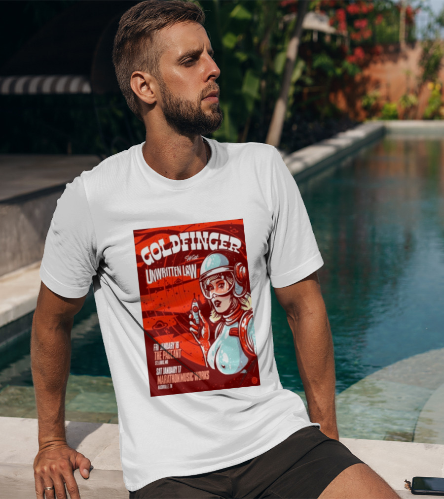 Goldfinger With Unwritten Law The Pageant St. Louis Marathon Music Works Nashville January 16 17 2026 Concert Retro Futuristic Spacewoman T-Shirt