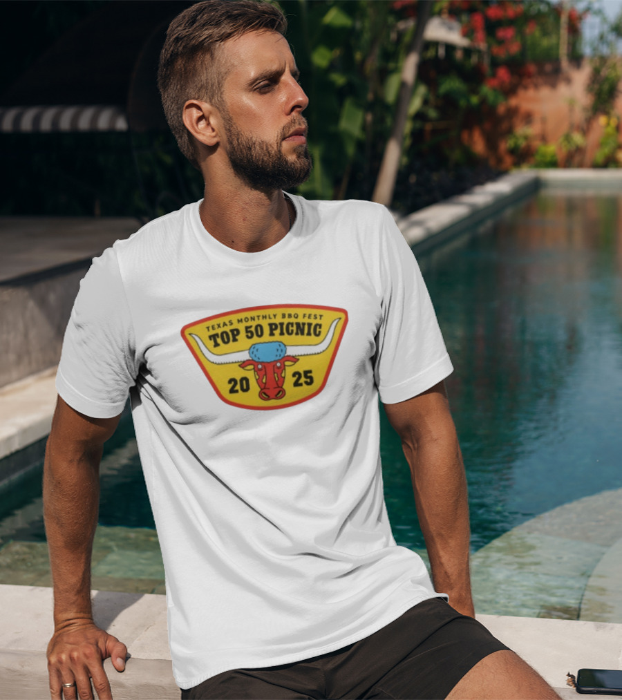 Texas Monthly BBQ Fest Top 50 Picnic 2025 Longhorn T-Shirt