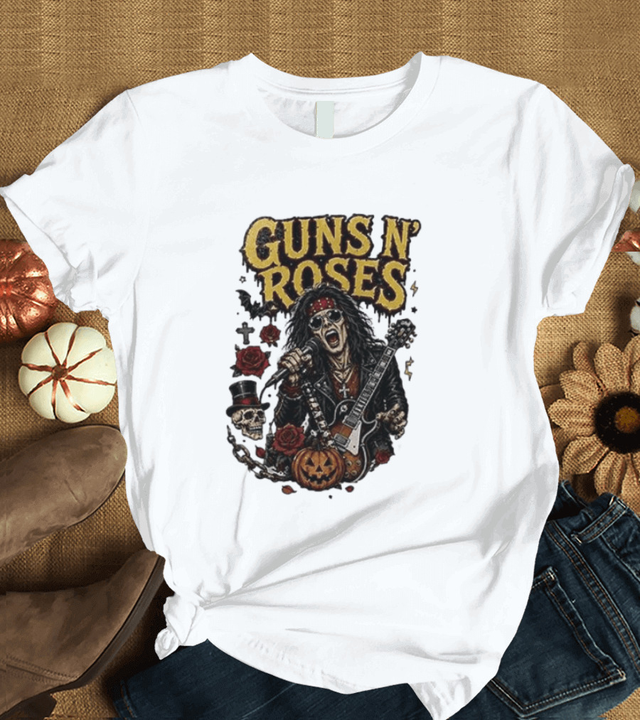 Guns N' Roses I'm A GNR Ghoul Appetite For Fright Halloween Rocks With Skulls And Pumpkins T-Shirt