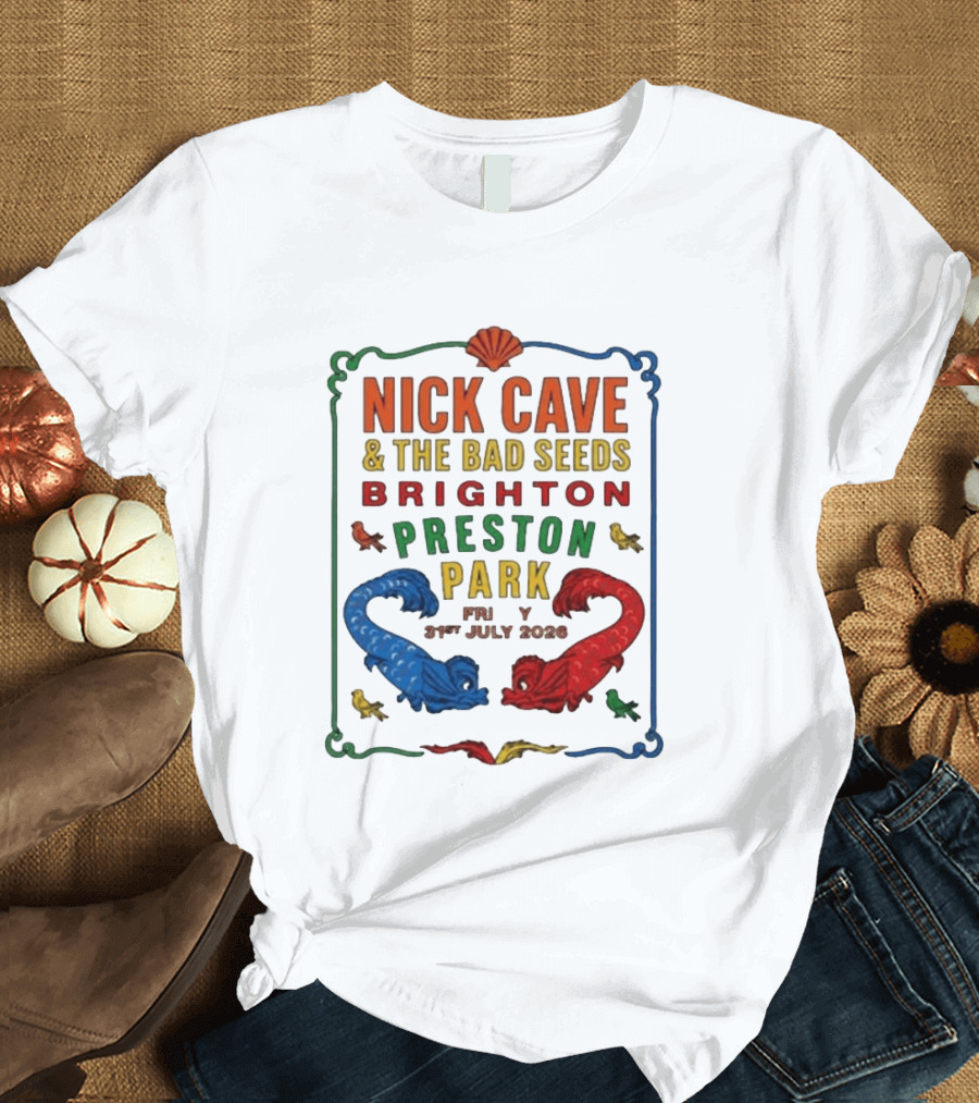 Nick Cave & The Bad Seeds Brighton Preston Park 31 July 2026 Colorful Dragons T-Shirt