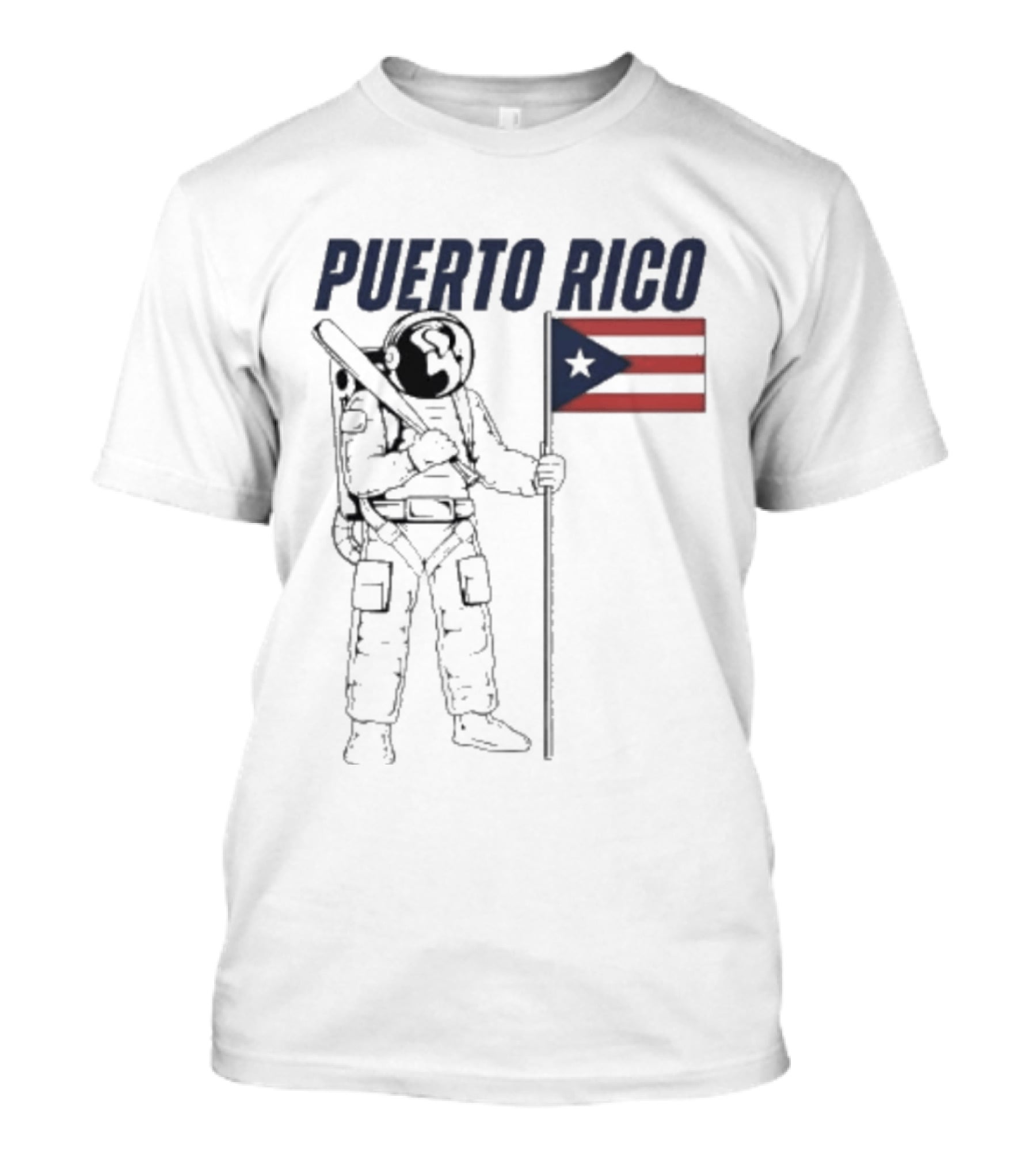 PUERTO RICO Astronaut Holding Baseball Bat Puerto Rican Flag T-Shirt
