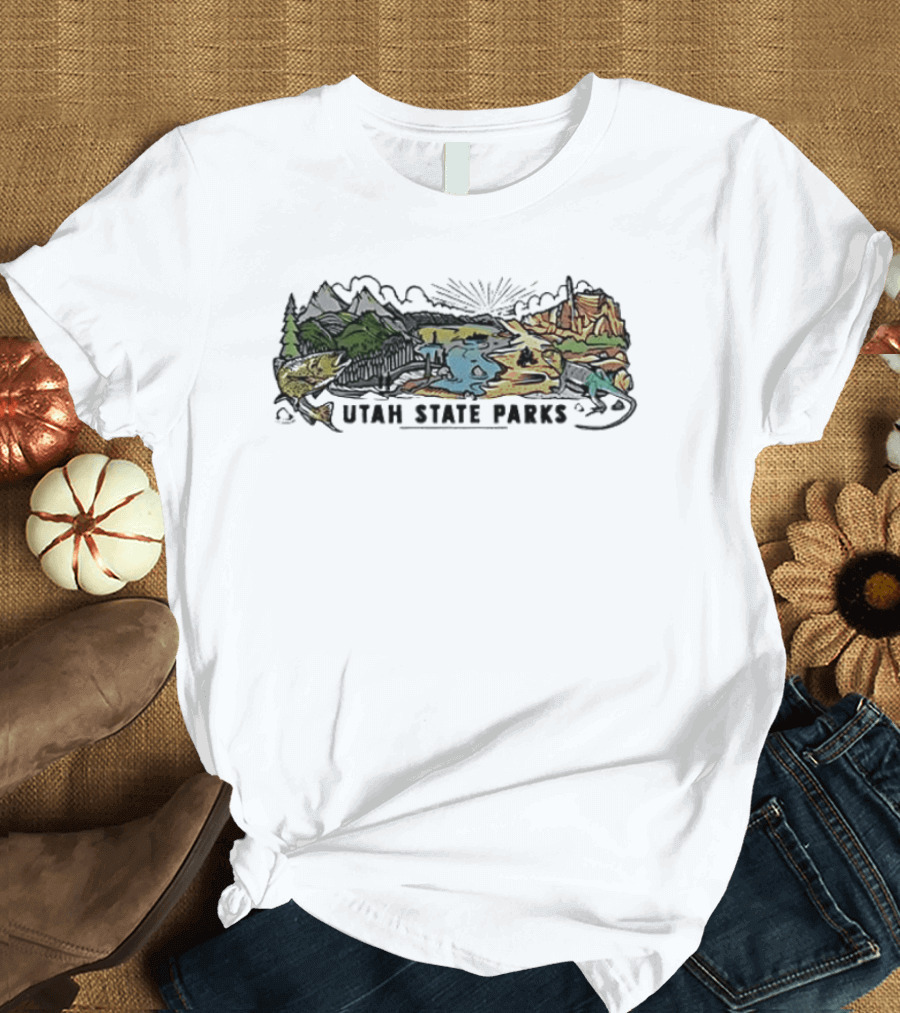 Utah State Parks Scenic Landscape With Mountains And Trees T-Shirt