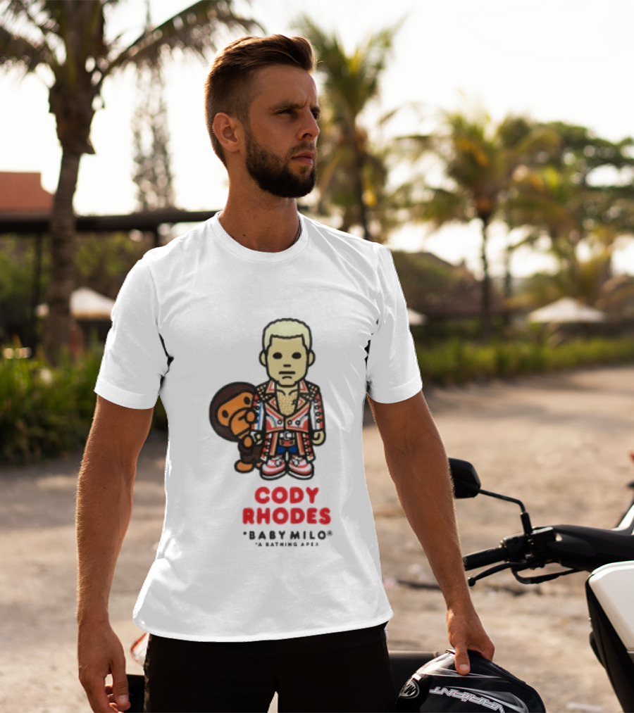 Cody Rhodes Baby Milo Wrestling Mens White Wwe Collaboration T-Shirt