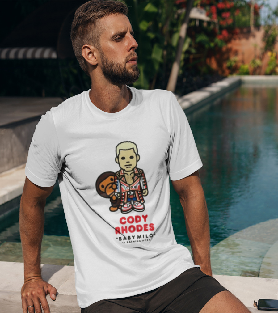 Cody Rhodes Baby Milo Wrestling Mens White Wwe Collaboration T-Shirt