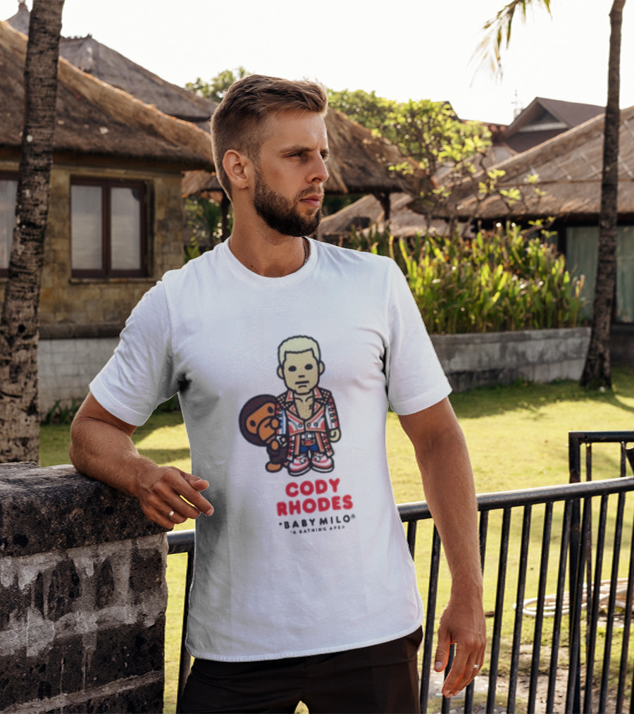 Cody Rhodes Baby Milo Wrestling Mens White Wwe Collaboration T-Shirt