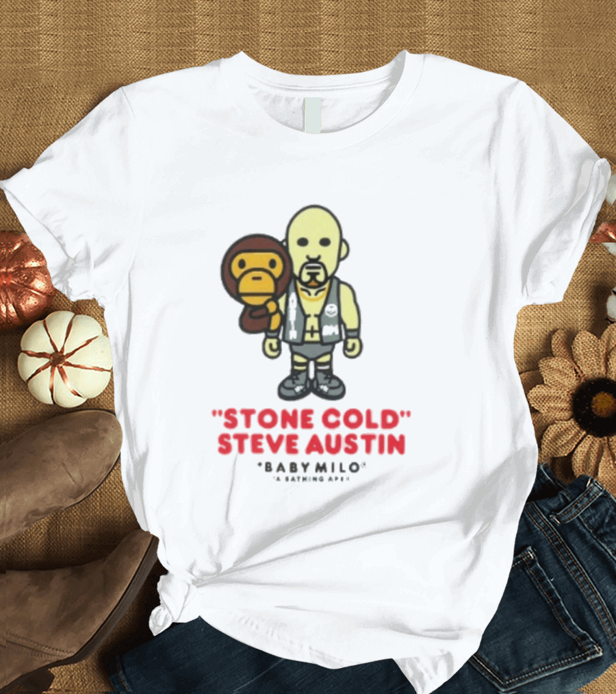 Stone Cold Steve Austin Baby Milo Collaboration Mens White T-Shirt
