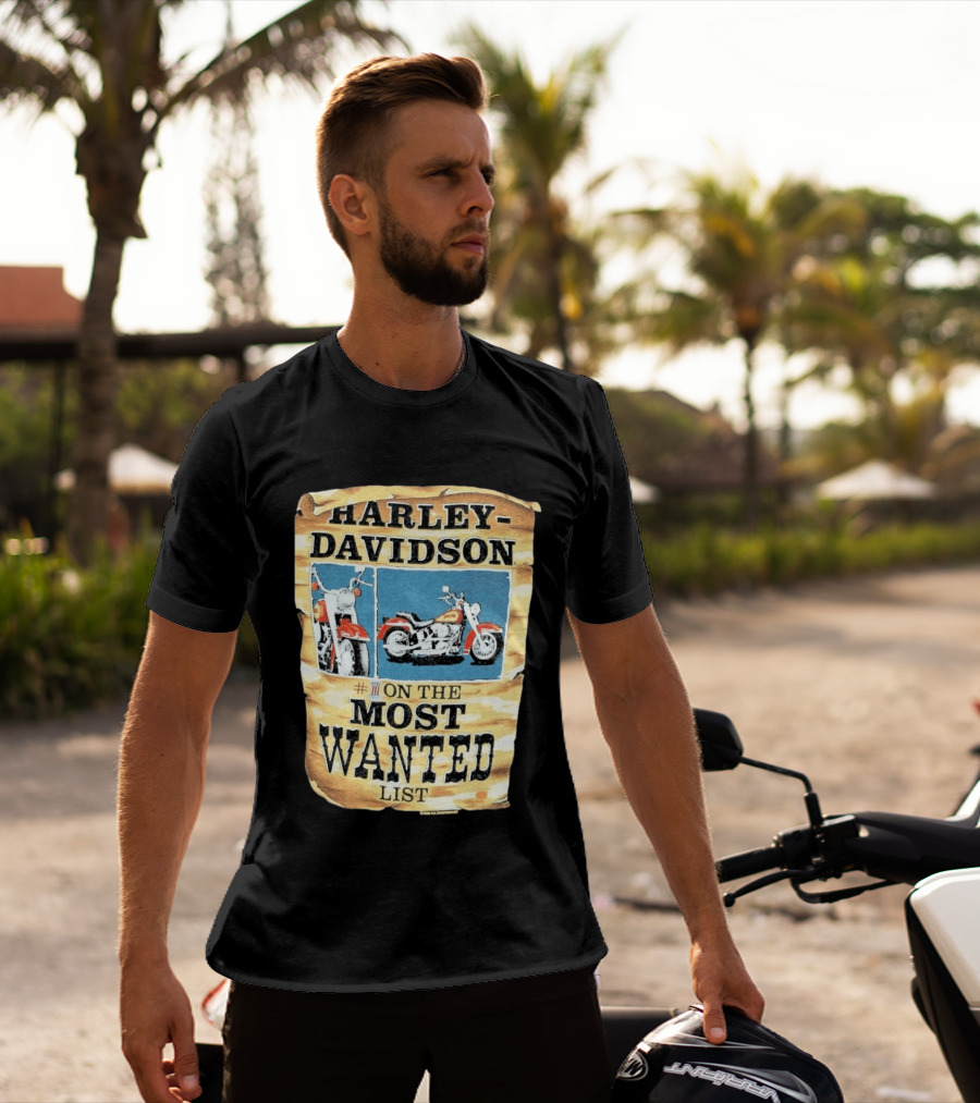 Harley Davidson #1 On The Most Wanted List Motorcycle 1986 Bismarck North Dakota T-Shirt