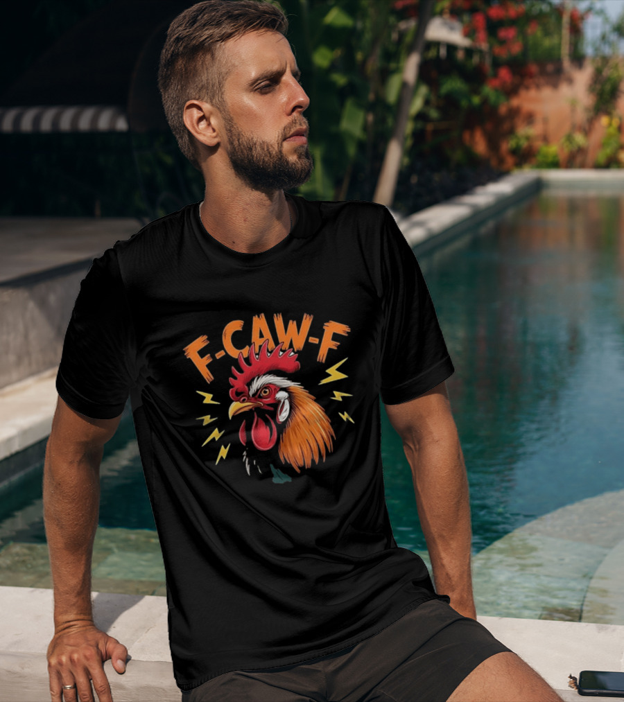 F Caw F Humor Meme Rooster Thunderbolts T-Shirt