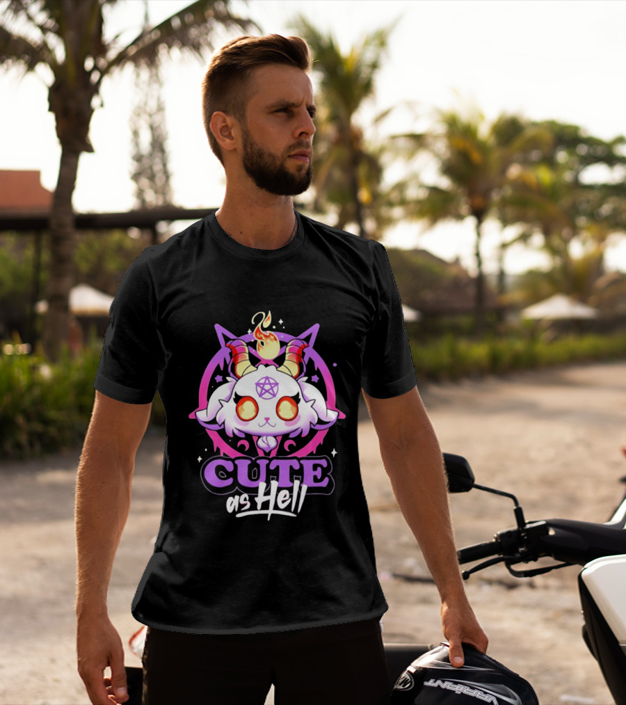 Cute As Hell Goat Demon Pentagram Flame T-Shirt