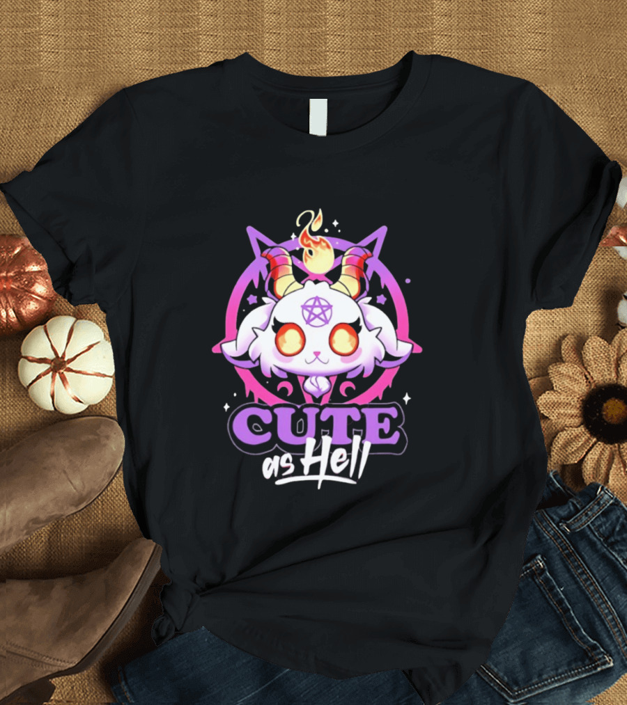 Cute As Hell Goat Demon Pentagram Flame T-Shirt
