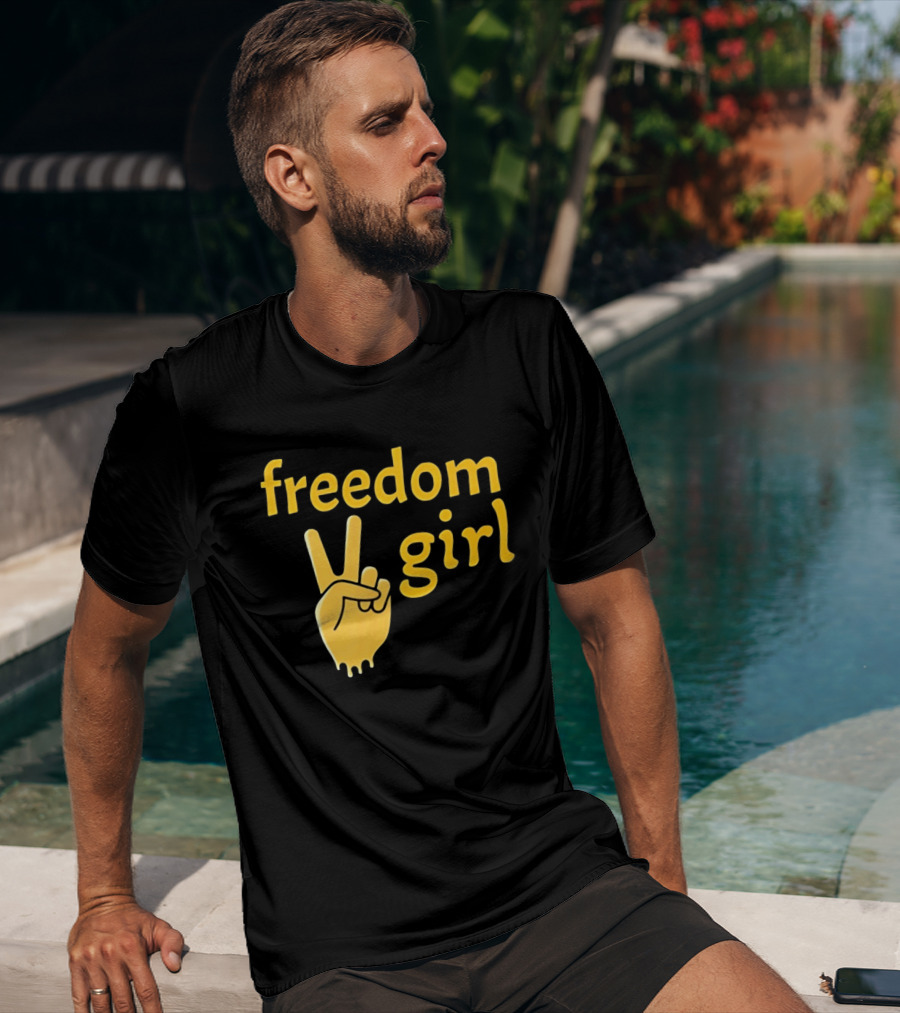 Freedom Girl Peace Sign Hand Gesture T-Shirt