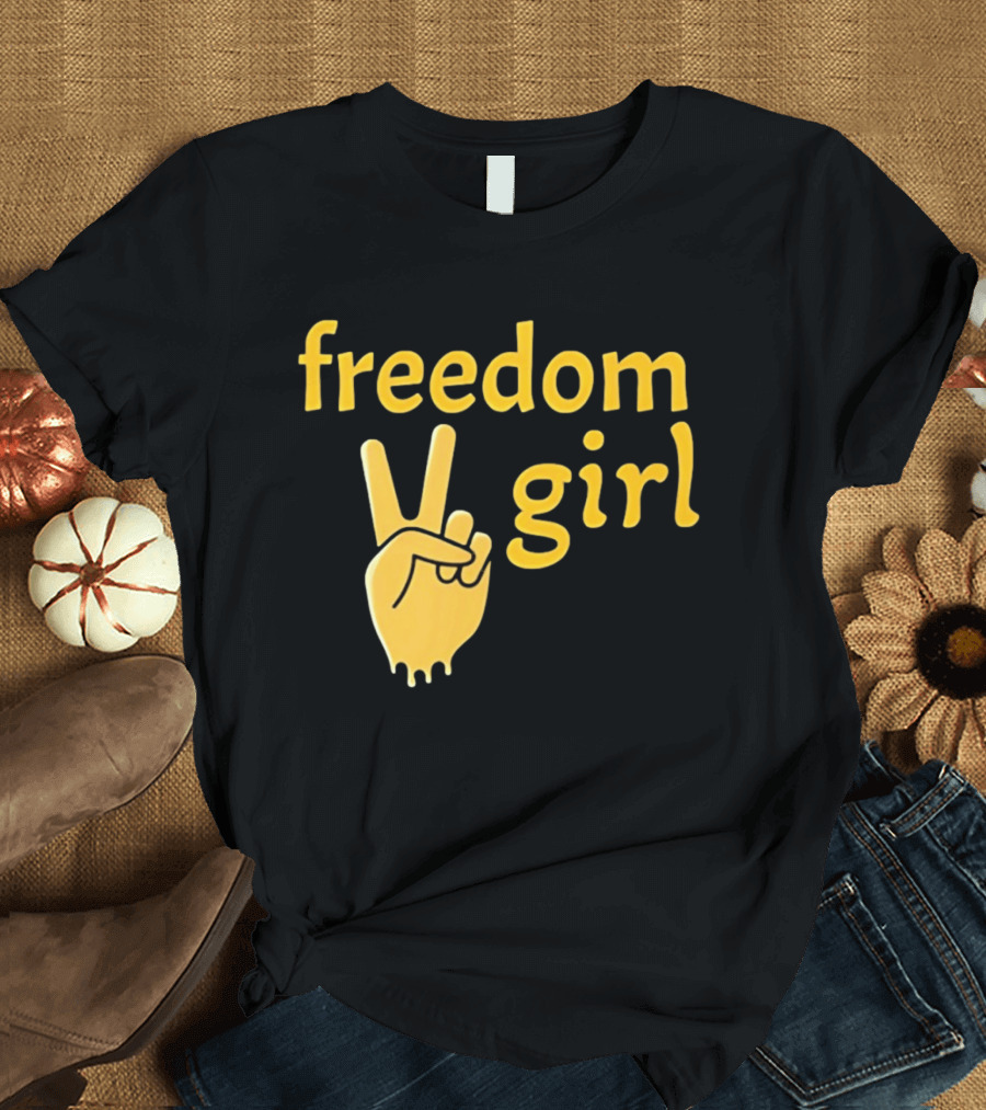Freedom Girl Peace Sign Hand Gesture T-Shirt