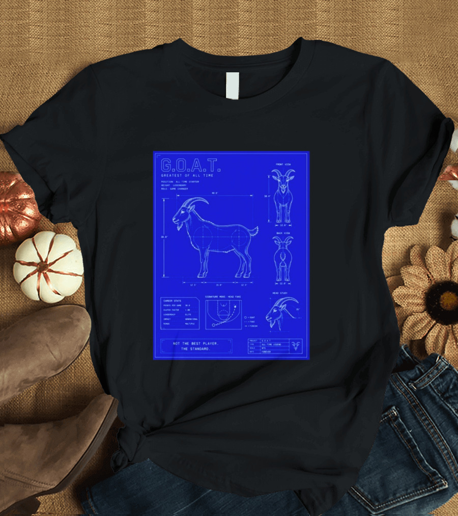 G.O.A.T. Greatest Of All Time Basketball Fall Blueprint Meme T-Shirt