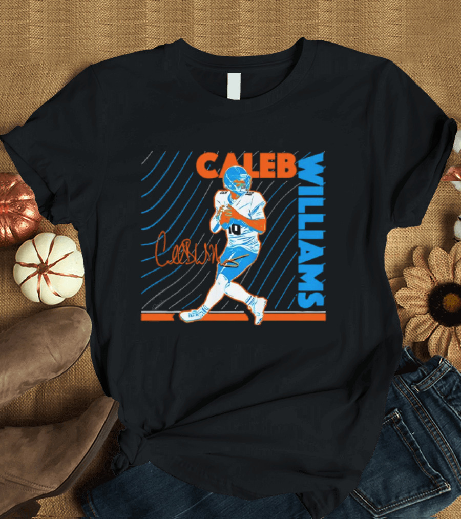 Caleb Williams Signed Football Chicago Bears Action Quarterback Sports Memorabilia T-Shirt
