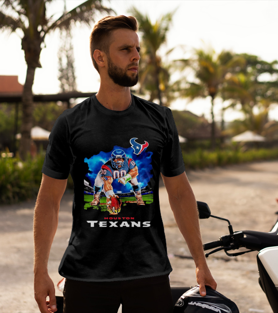 Houston Texans Ferocious Football Player NFL Team Spirit Challenge T-Shirt