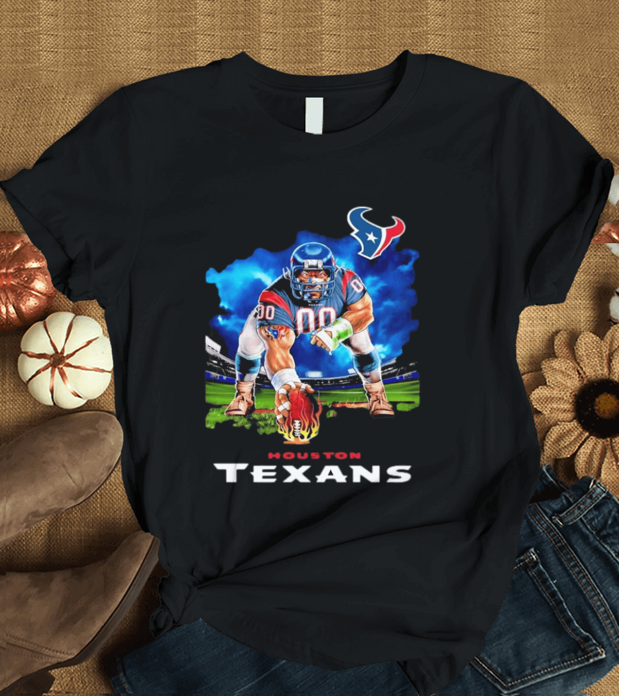 Houston Texans Ferocious Football Player NFL Team Spirit Challenge T-Shirt