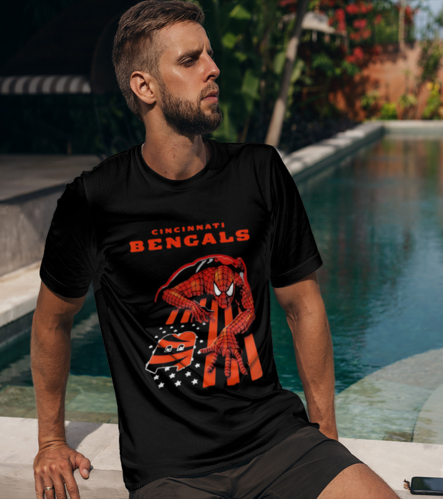 Cincinnati Bengals Spiderman Stripes Marvel T-Shirt