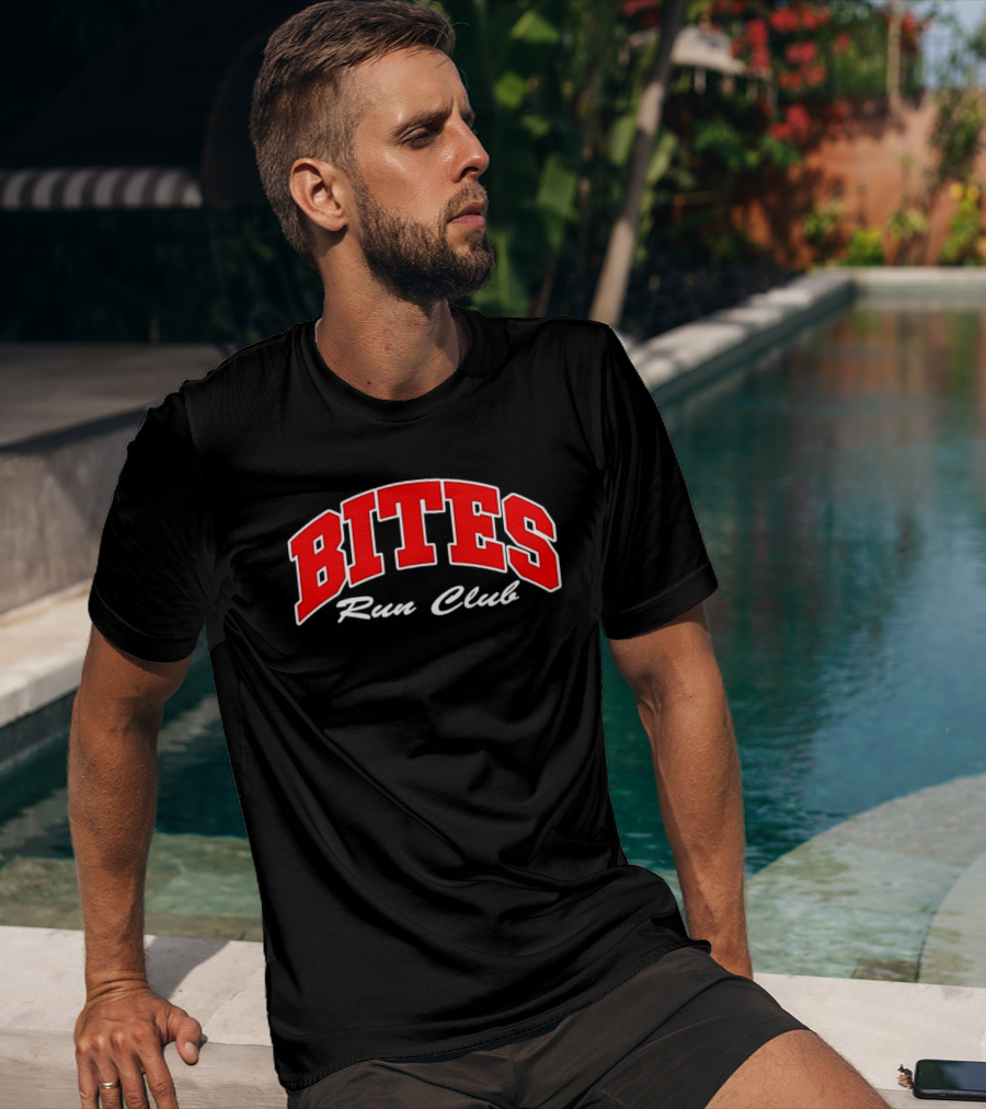 Bites Run Club Classic Style Sports Lettering T-Shirt