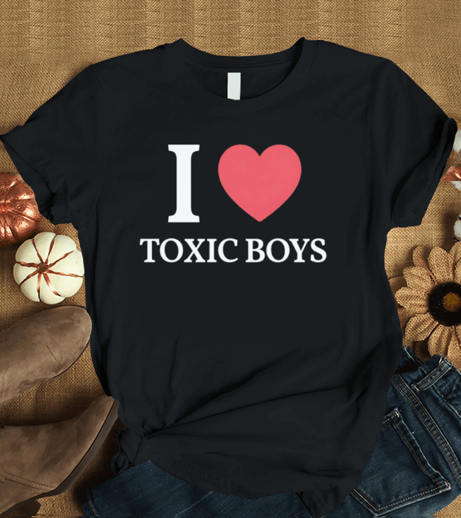 I Heart Toxic Boys Bold White And Red T-Shirt