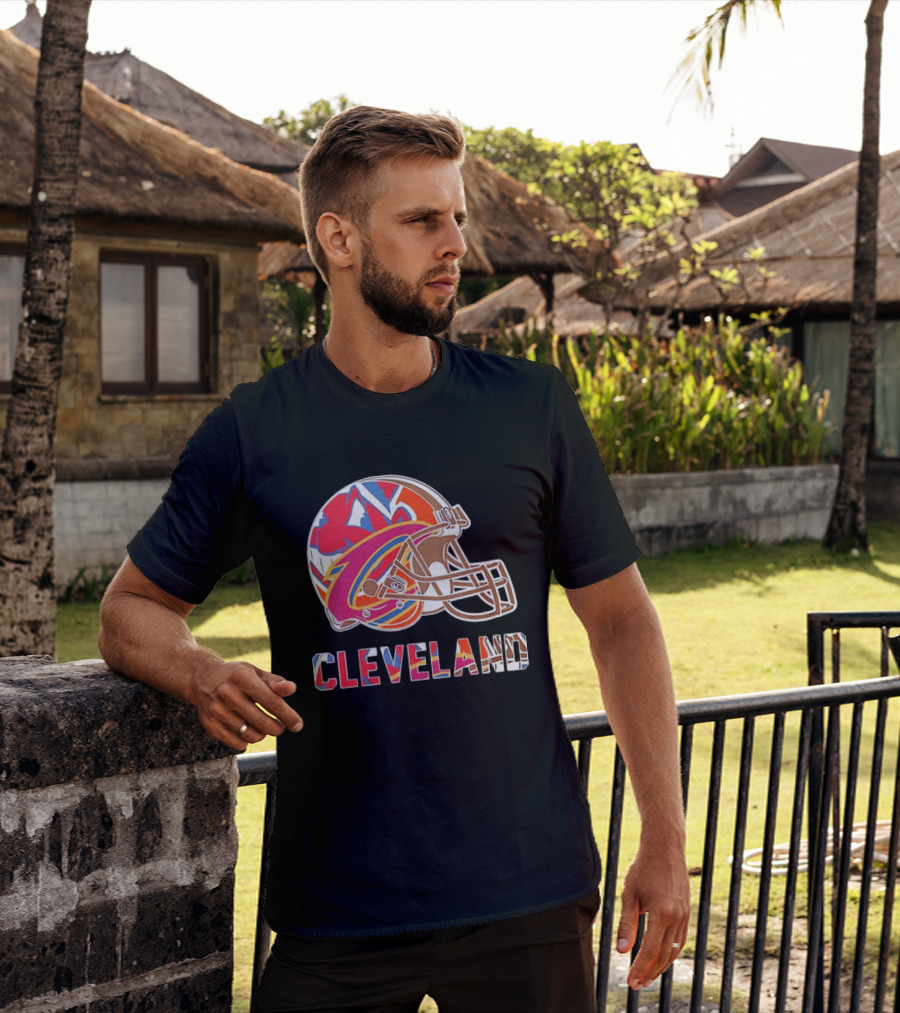 Cleveland Football Cavaliers Browns Guardians Helmet T-Shirt