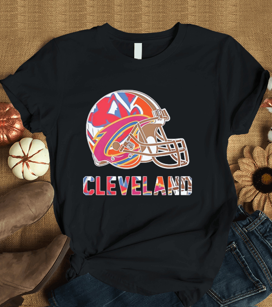 Cleveland Football Cavaliers Browns Guardians Helmet T-Shirt