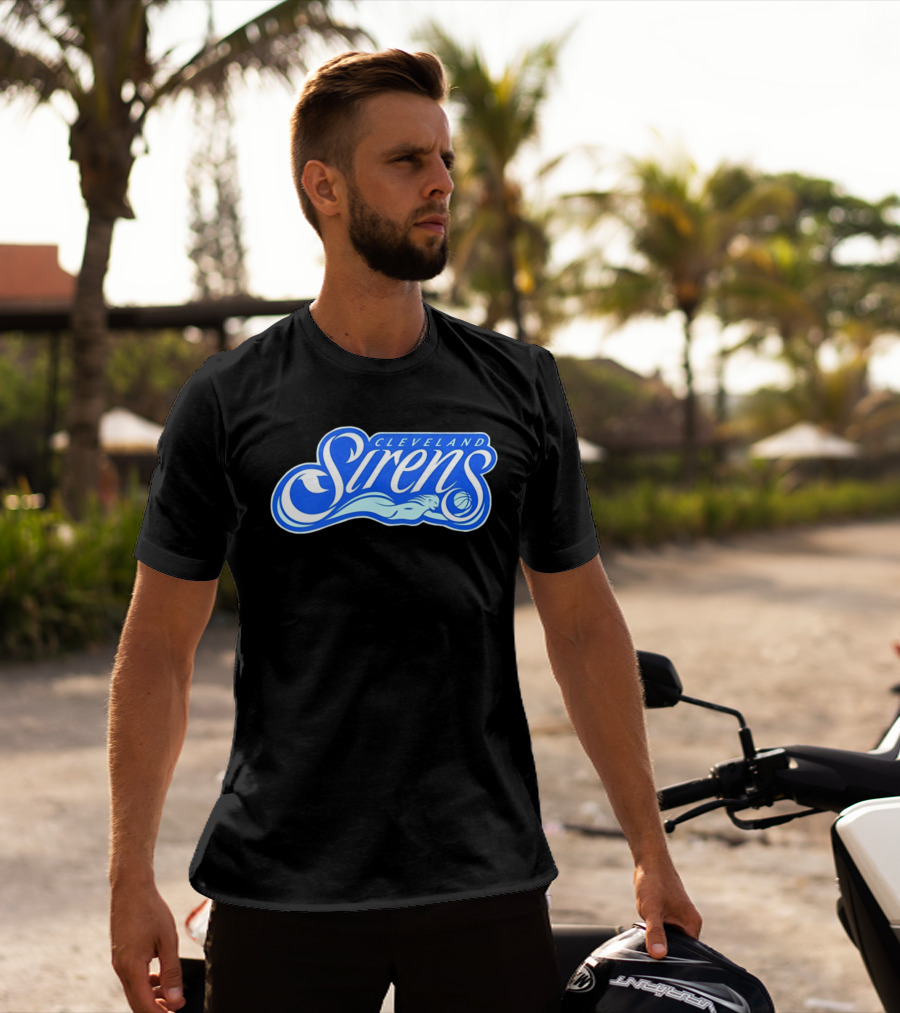 Cleveland Sirens Basketball Sports Team Oceanic Logo With Athlete And Ball T-Shirt