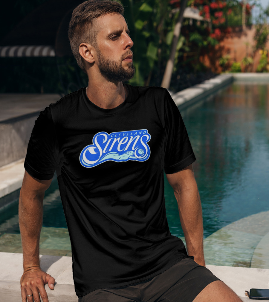 Cleveland Sirens Basketball Sports Team Oceanic Logo With Athlete And Ball T-Shirt