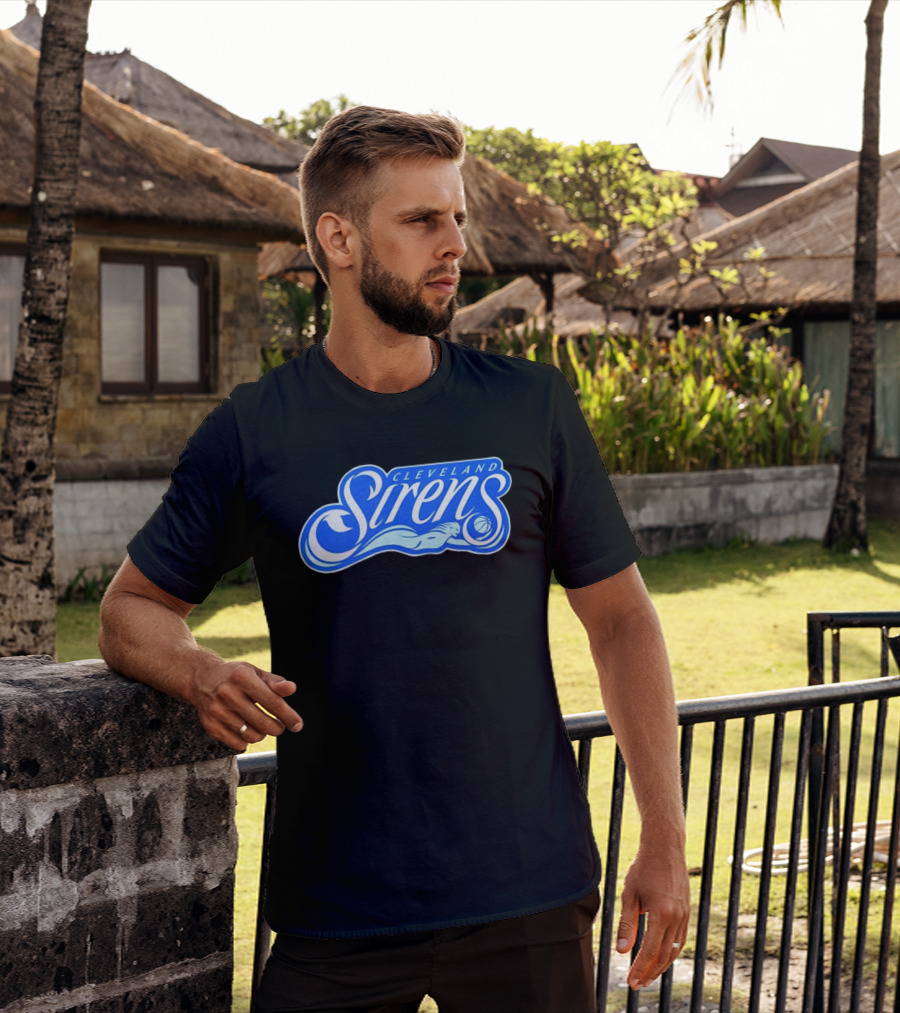 Cleveland Sirens Basketball Sports Team Oceanic Logo With Athlete And Ball T-Shirt