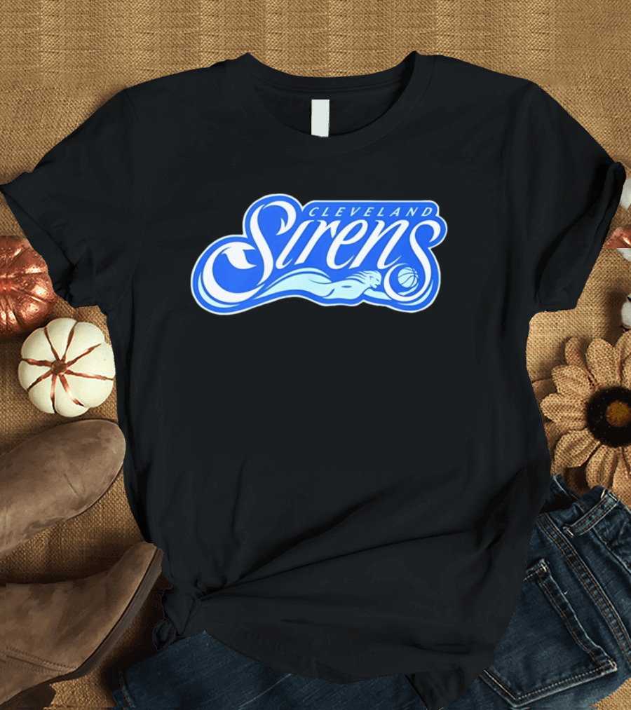 Cleveland Sirens Basketball Sports Team Oceanic Logo With Athlete And Ball T-Shirt