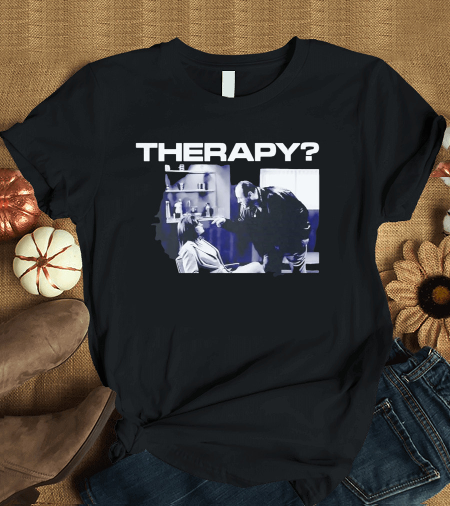 Tony Soprano Theraphy Pointing At Dr Melfi Black White Session T-Shirt