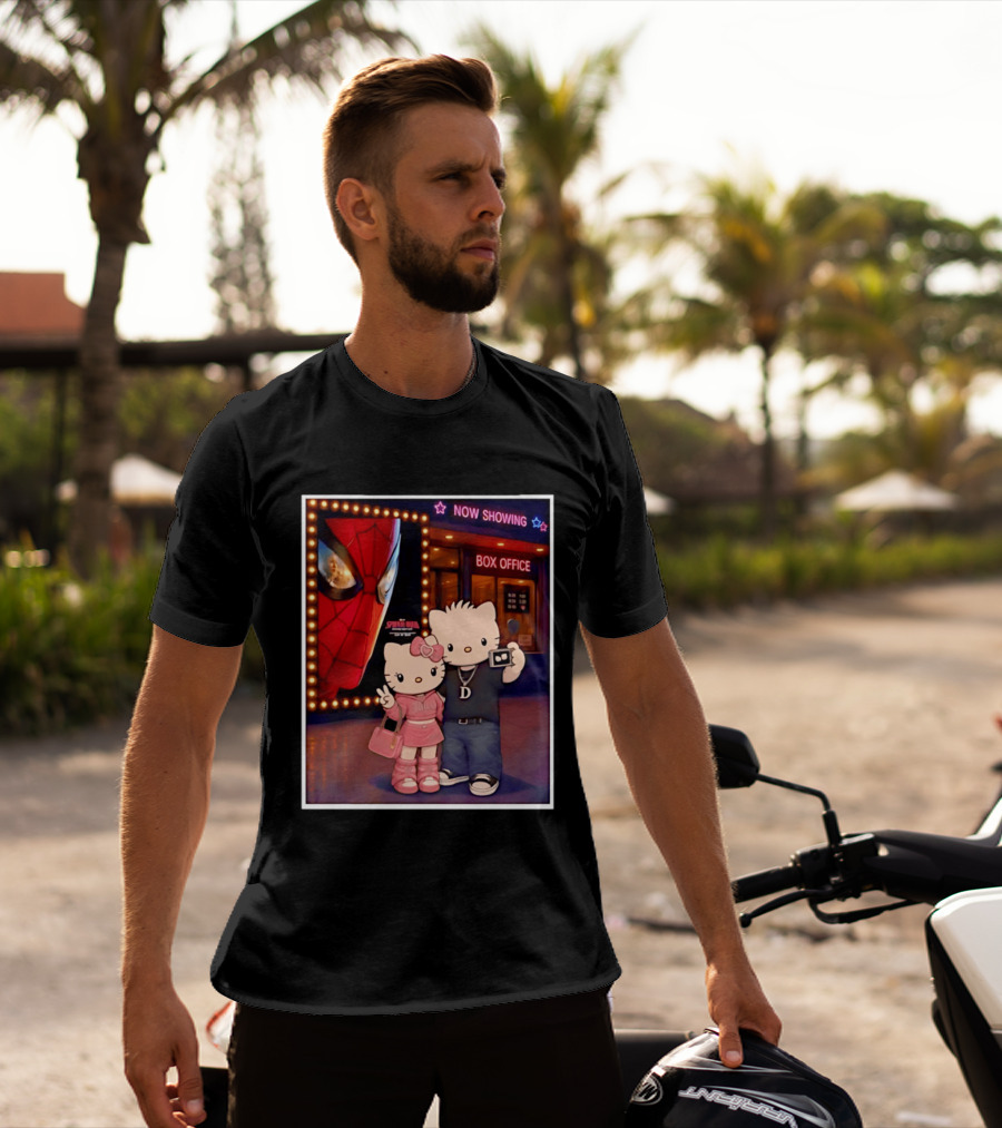 Now Showing Box Office Hello Kitty And Dear Daniel Spider Man Movie Polaroid Frame T-Shirt