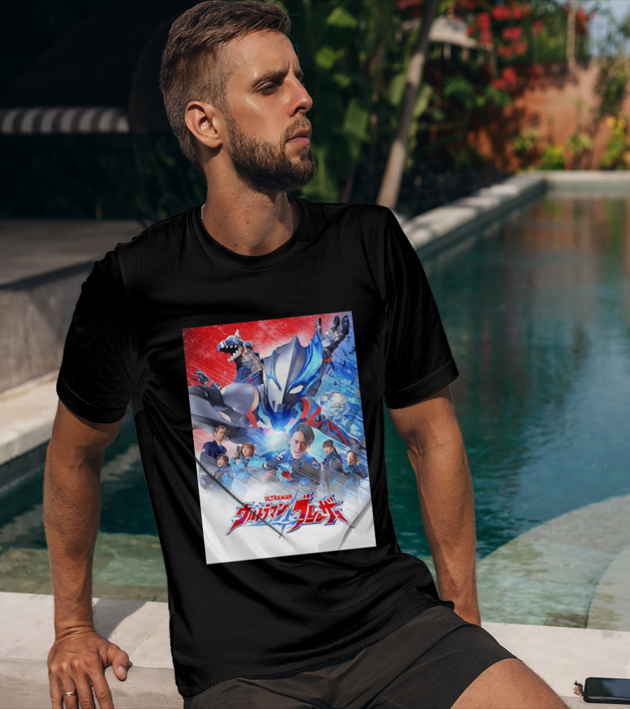 Ultraman Blazar Cast And Characters With Heroic Action Scene T-Shirt