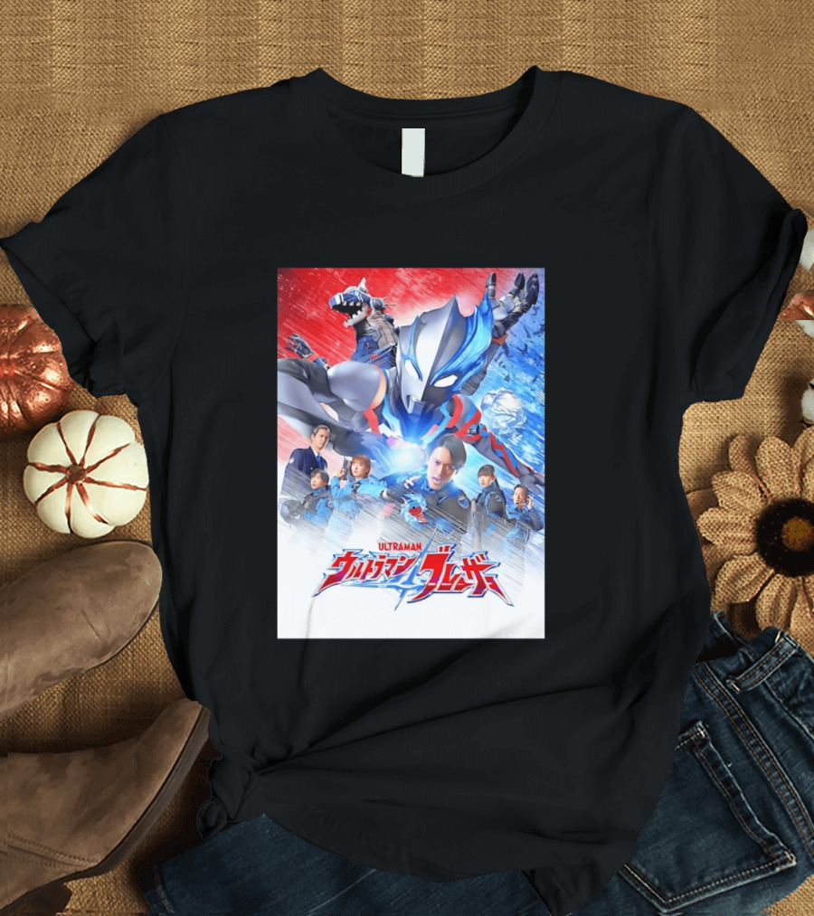 Ultraman Blazar Cast And Characters With Heroic Action Scene T-Shirt