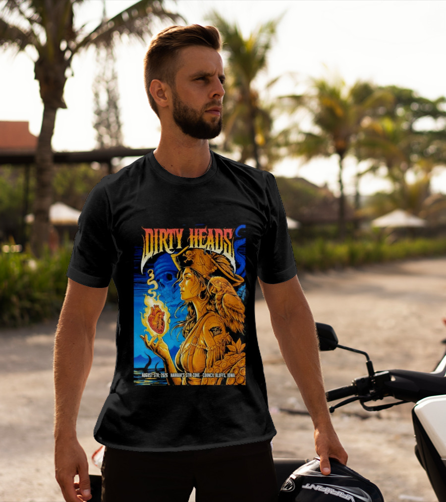 Dirty Heads August 5th 2026 Harrah's Stir Cove Council Bluffs Iowa Pirate Skull Parrot Live Event T-Shirt