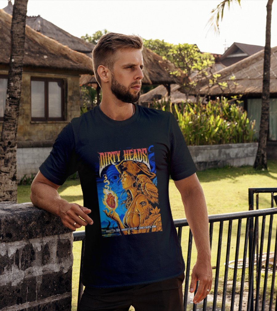 Dirty Heads August 5th 2026 Harrah's Stir Cove Council Bluffs Iowa Pirate Skull Parrot Live Event T-Shirt