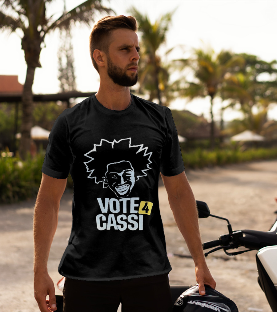 Vote 4 Cassi Spiky Afro Smiling Line T-Shirt