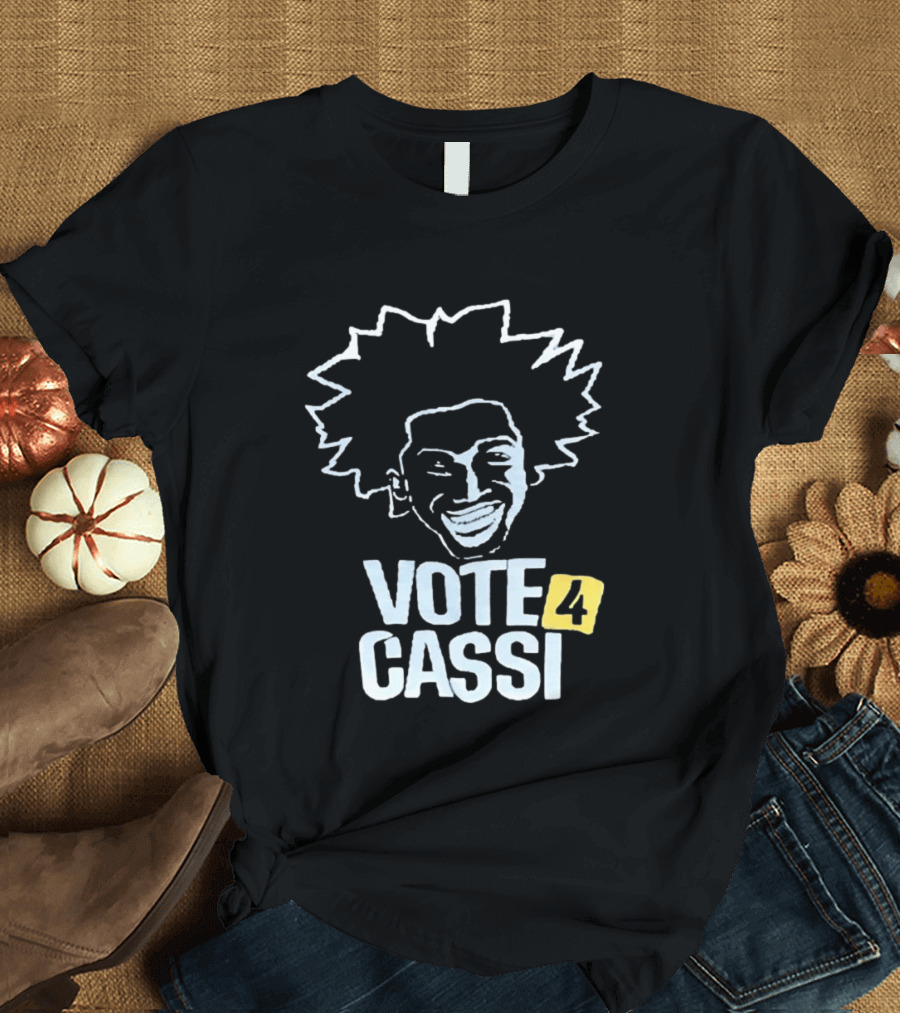 Vote 4 Cassi Spiky Afro Smiling Line T-Shirt