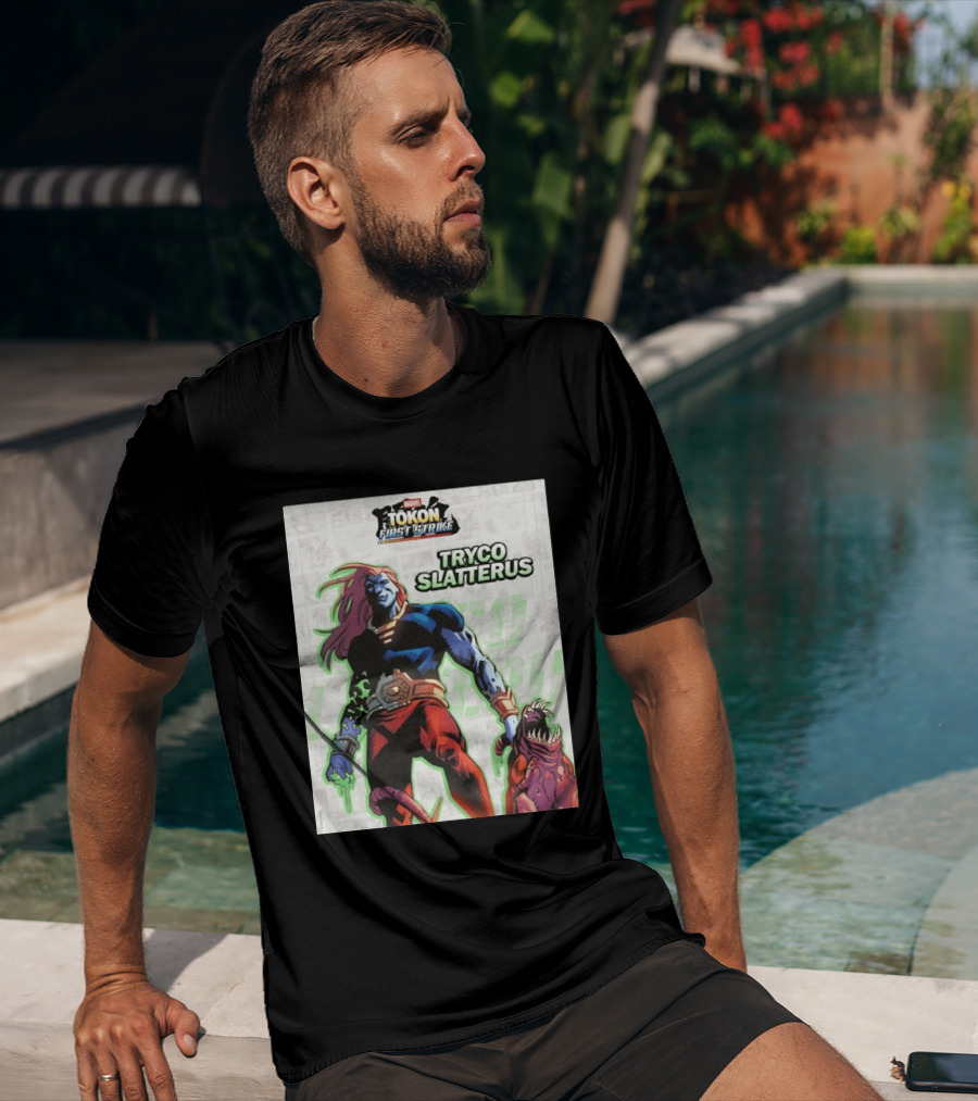 Marvel Tokon First Strike Tryco Slatterus Character With Creature T-Shirt