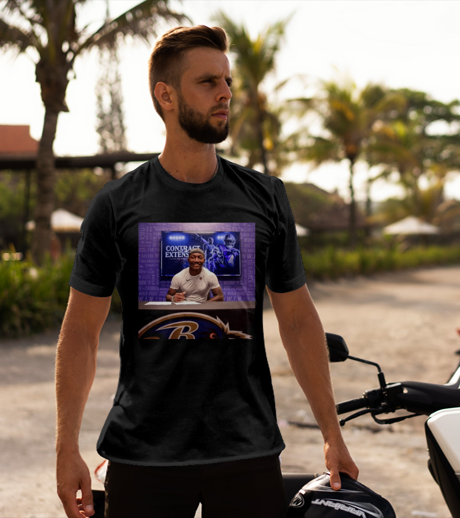 Zay Flowers Contract Extension Baltimore Ravens Football Player Signing NFL Deal T-Shirt