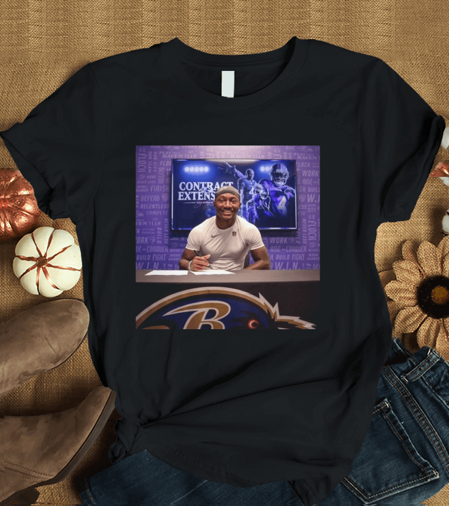 Zay Flowers Contract Extension Baltimore Ravens Football Player Signing NFL Deal T-Shirt
