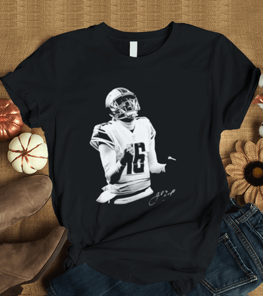 Original Detroit Lions Jared Goff 16 Quarterback MVP Player Autograph T-Shirt