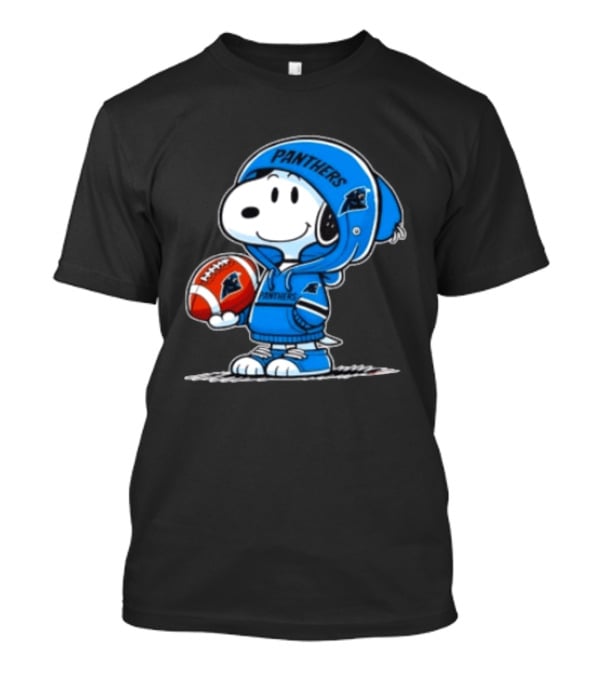 Snoopy Carolina Panthers Fan Holding Football Peanuts T-Shirt